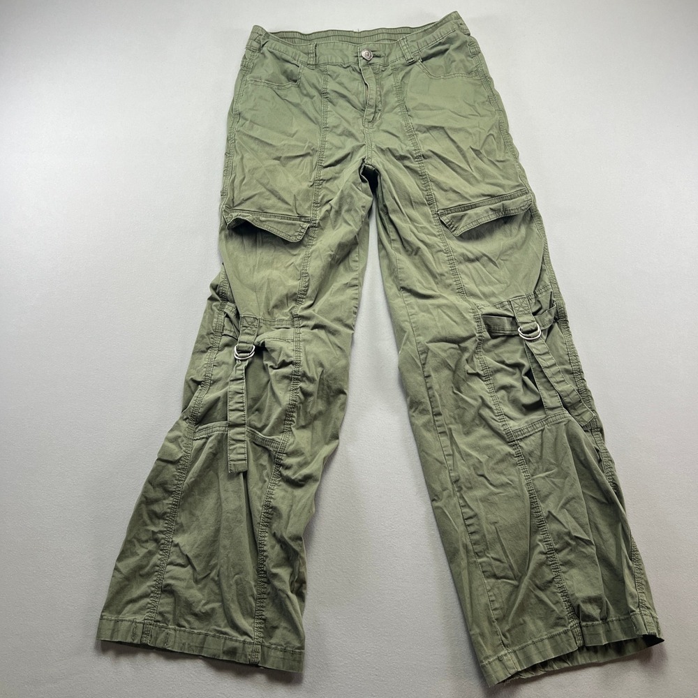 No Boundaries Cargo Pants Womens XS (0-2) Green Cotton Stretch Utility Pockets